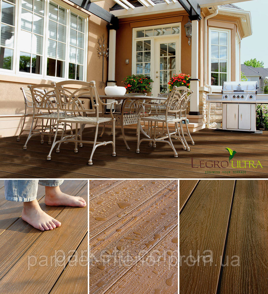 Террасная доска Legro Ultra Walnut, Teak, Antique (Венгрия), 2900х138х23 - фото 5 - id-p40141255