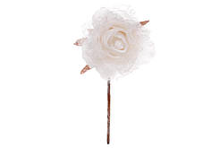 Декоративна штучна квітка Троянда 20 см, колір білий