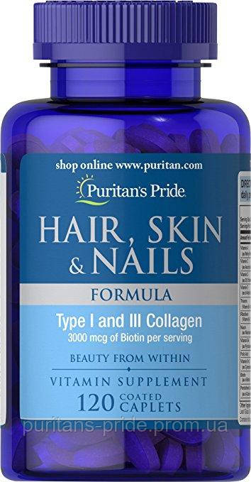 Волосся, ногті, шкіра Puritan's Pride Hair, Skin&Nails Formula 120 Caplets