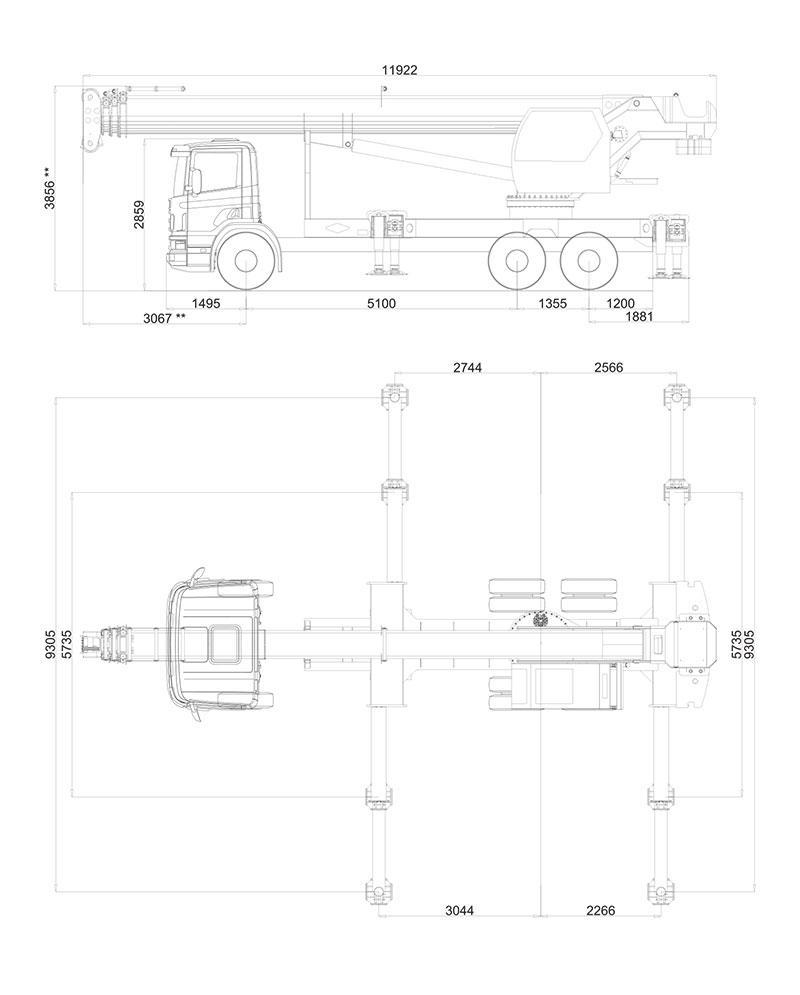 Телескопический гидравлический автокран Hidrokon (Гидрокон) HK 75 33 T3 - фото 3 - id-p578410032