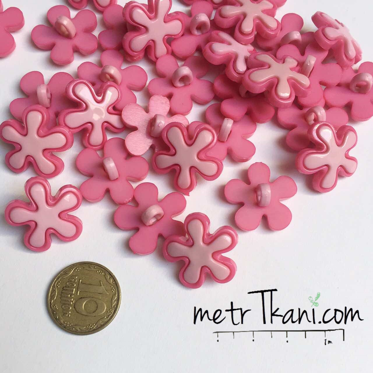 Ґудзики дитячі "Квіточка" малиново-рожевого кольору No 0123, фото 1