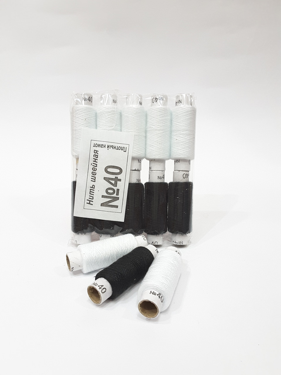 Нить швейная № 40 Черно-белая, фото 1