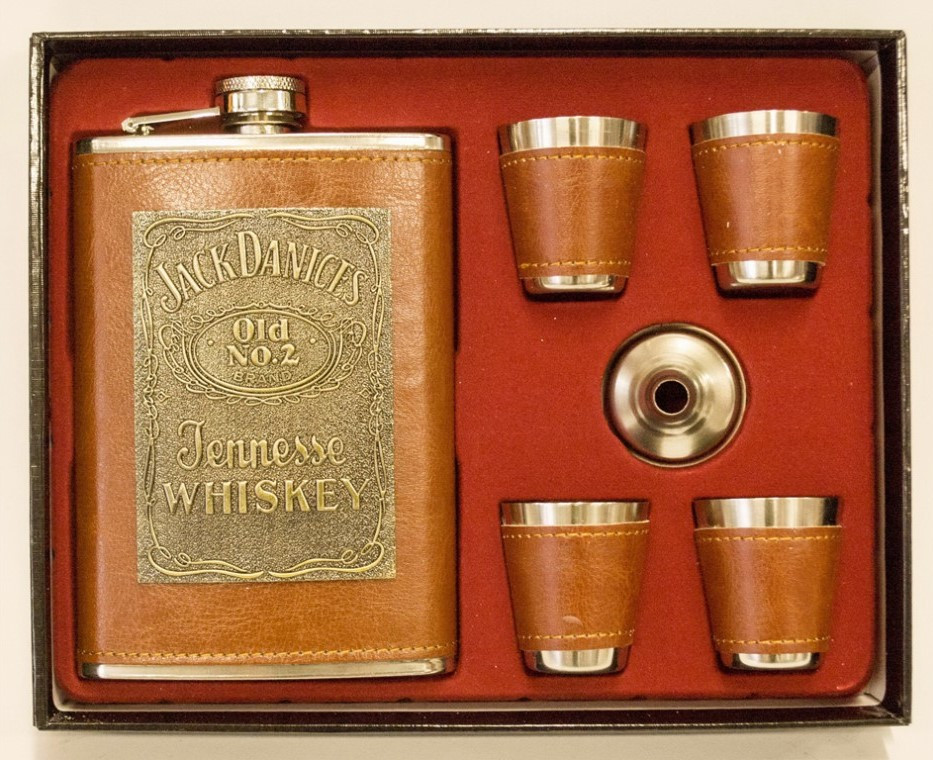 Чоловічий набір із флягами: фляга 270 мл + 4 стопки + лійка., фото 1