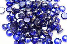 Камені для декору скляні круглі сині d 2 см