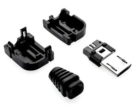 Штекер micro USB кутовий розбірний чорний, фото 2