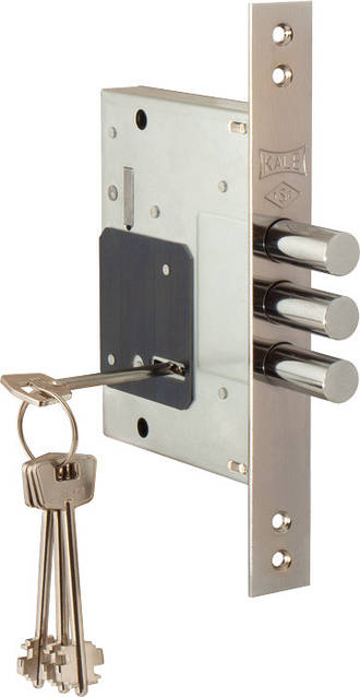 Замок врезной сувальдный KALE 257/L никель 5 ключей - 578739409