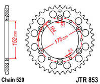 Приводная звезда задняя JT JTR853.52 для мотоциклов YAMAHA