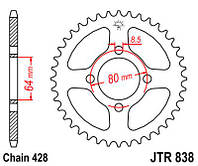 Приводная звезда задняя JT JTR838.43 для мотоциклов YAMAHA