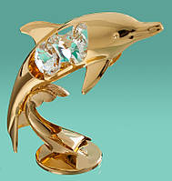 Позолочена Фігурка "Дельфін" з кристалами Swarovski