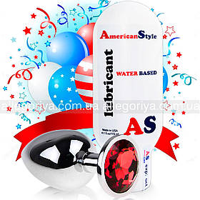 Анальна пробка з каменем + змазка інтимна для анального сексу Оригінал