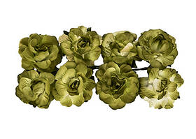 Квіточки Кучеряві троянди зелені, паперові, 8 шт./пач.