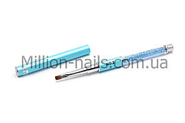 Пензель для гелю, прямий ворс, складна зі стразами №2
