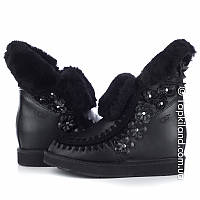 Натуральні жіночі уги з прихованою танкеткою UGG Black Flower (36,37)