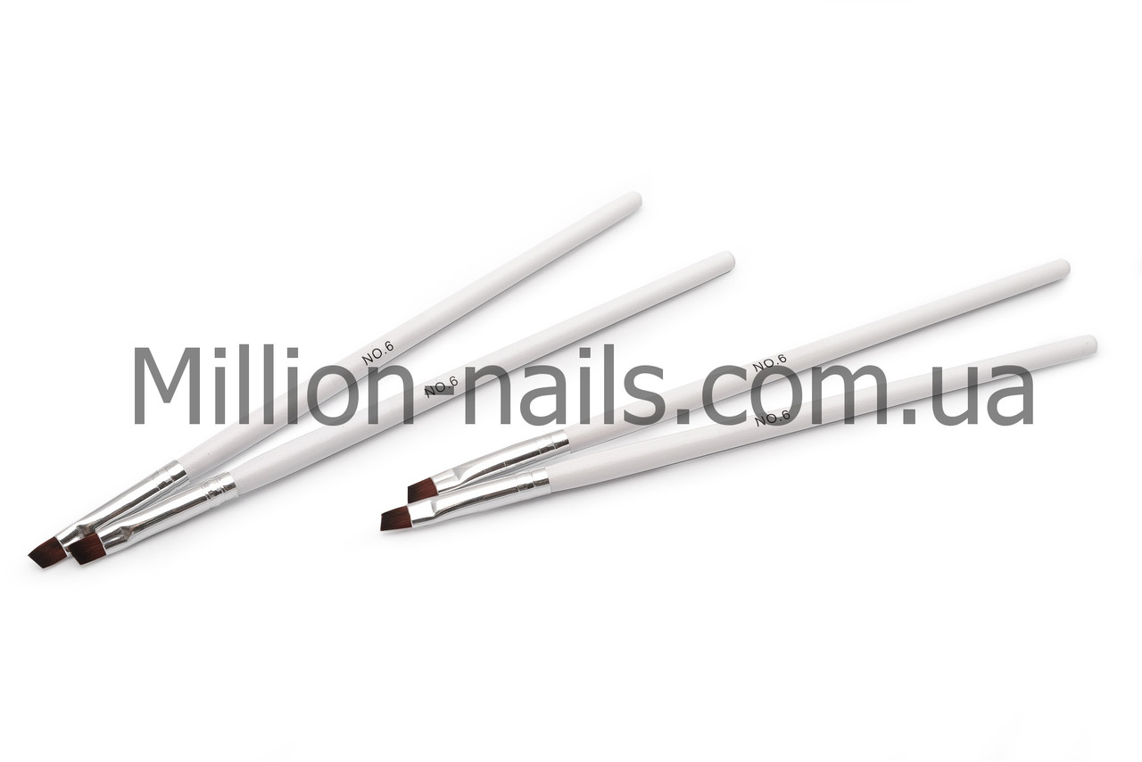 Кисті для гелю №6, біла ручка