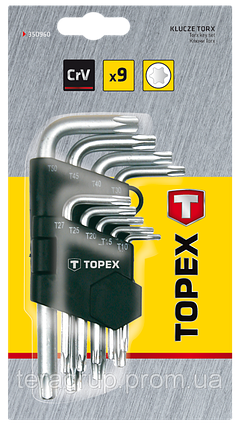 Набір ключів шестигранних Torx коротких 9 шт., TOPEX 35D960, фото 2