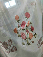 Тюль батист "Кусти троянд", колір No 2