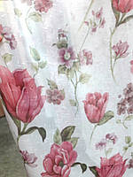 Тюль під льон "Тюльпан малиновий"