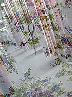 Тюль під льон (кисея) "Різнобарвне дерево", колір No 2