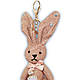 Брелок кролик на хутряній кулі, KB02, фото 5