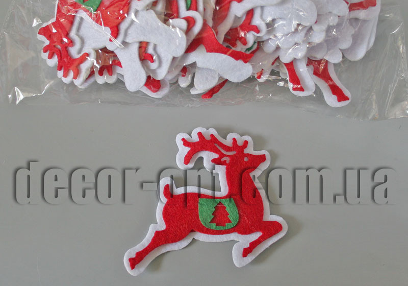 Фетрові фігурки Олень Санта Клауса 10х9см/50 шт 5041-2