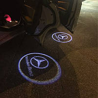 Подсветка дверей в двери диодная фонари led с логотипом Mercedes Мерседес