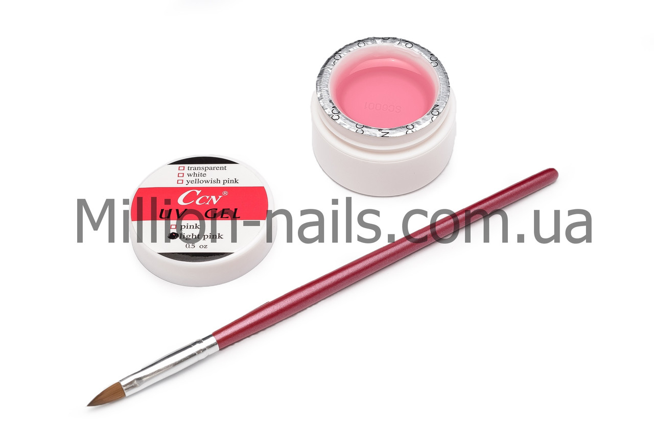 УФ гель для нарощування нігтів CCN прозоро-рожевий (light-pink) 15 ml(0.5 oz)