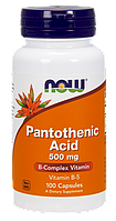 Пантотенова кислота Pantothenic Acid, Now Foods, 500 мг, 100 капсул