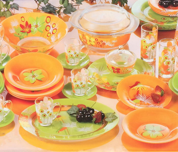 Pop Flower Mix Green & Orange Сервіз столовий 46 пр. Luminarc N5207