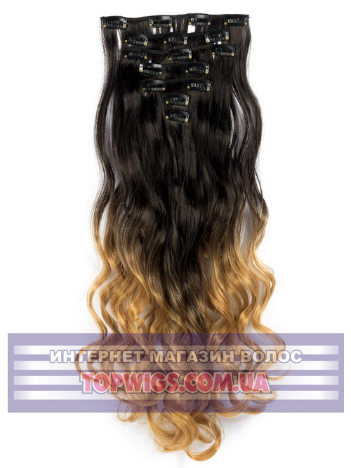 Накладне волосся на заколках Rebecca (Термоволосся): колір 1BT27, фото 1