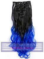 Накладные волосы на заколках - трессы Rebecca (Термоволосы): цвет 1BTBlue
