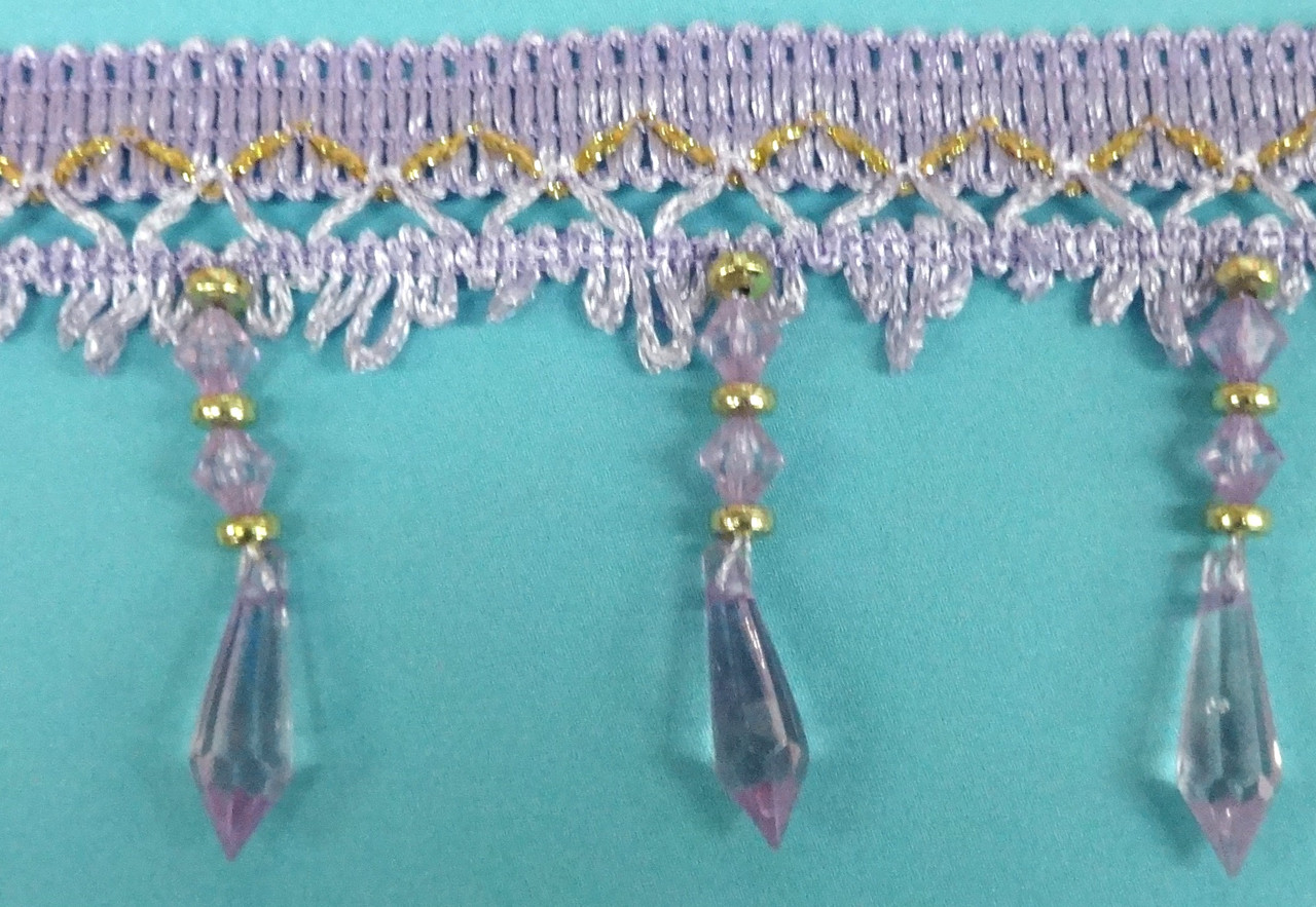 Бахрома для штор 7,0см з намистинами колір бузок мірний відріз - 4,70м, фото 1