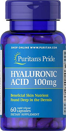 Гіалуронова кислота Puritan's Pride Hyaluronic Acid 100 mg 60 Capsules, фото 2