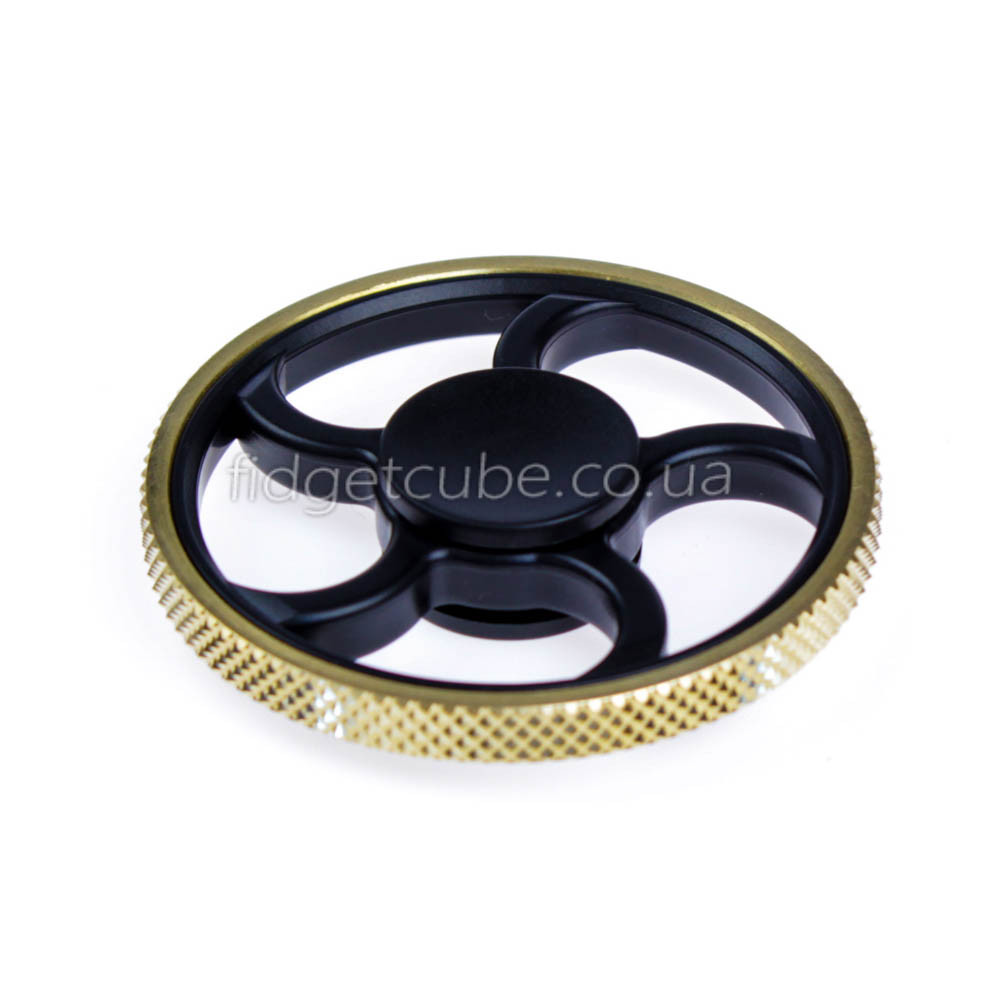 Spinner металл-пластик черно-золотой форма колесо перфорация качество ТОП 9403 - фото 4 - id-p579383147