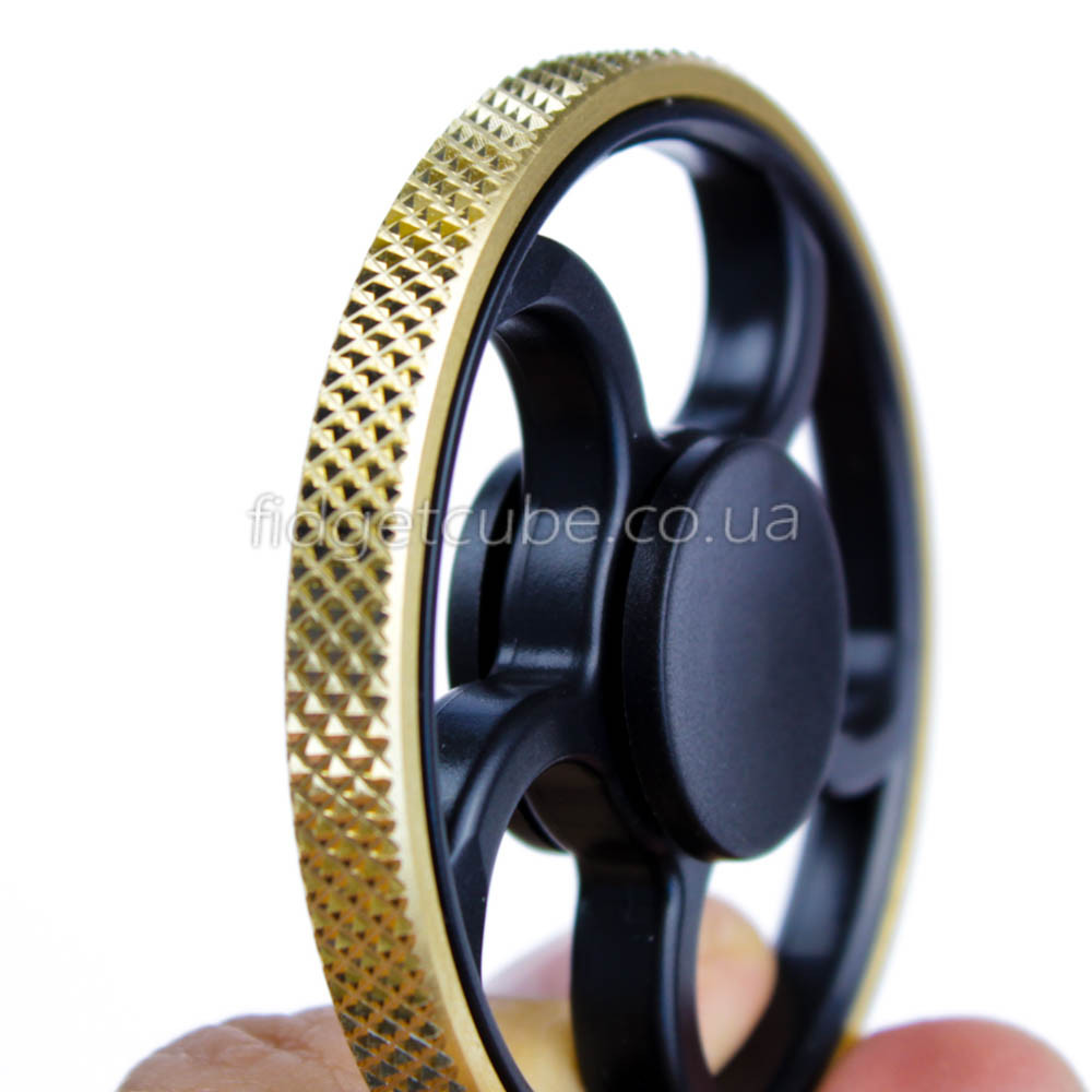Spinner металл-пластик черно-золотой форма колесо перфорация качество ТОП 9403 - фото 1 - id-p579383147