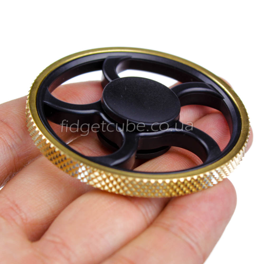 Spinner металл-пластик черно-золотой форма колесо перфорация качество ТОП 9403 - фото 3 - id-p579383147
