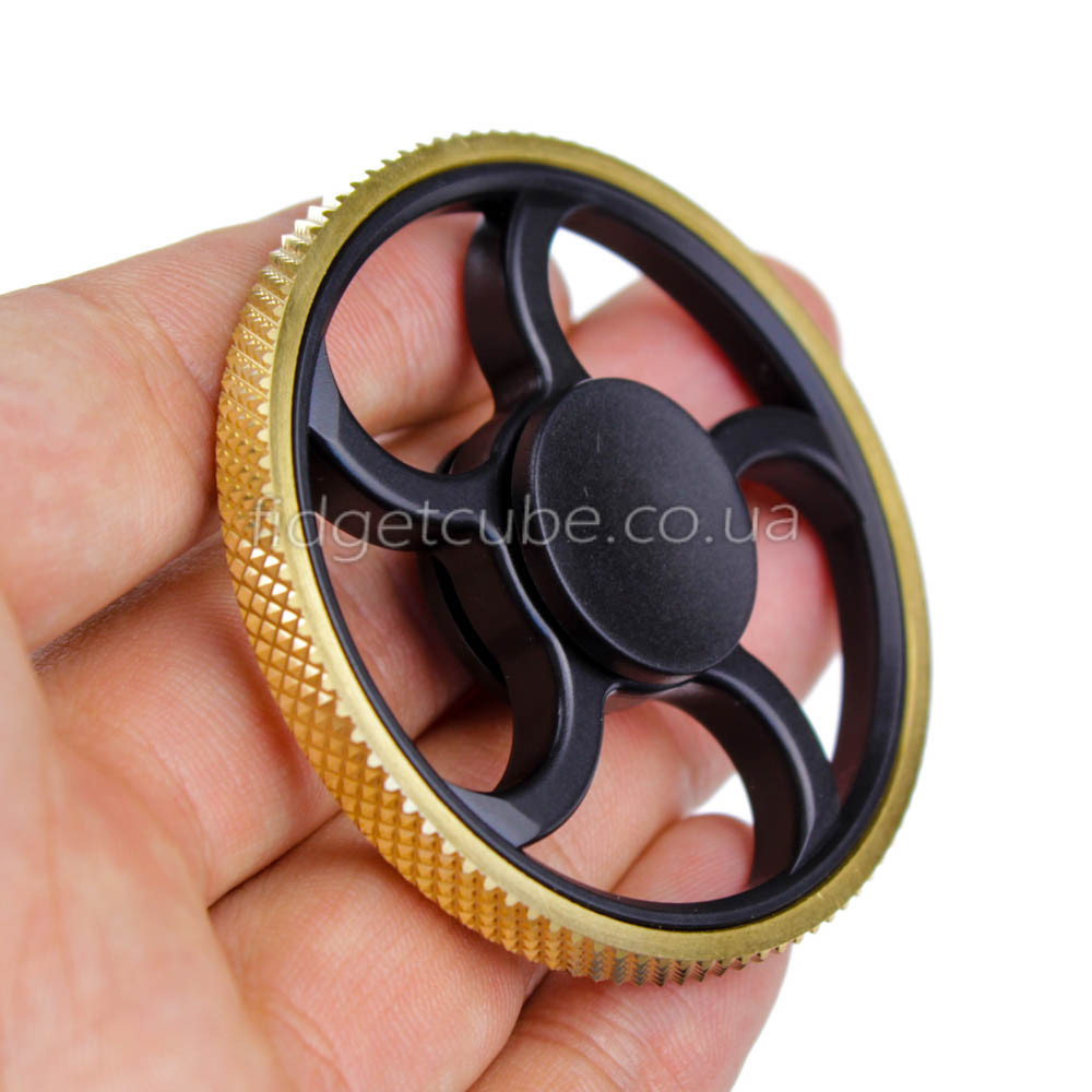 Spinner металл-пластик черно-золотой форма колесо перфорация качество ТОП 9403 - фото 6 - id-p579383147