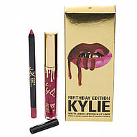 Блеск для губ + Карандаш для губ Kylie Birthday Edition Matte Liquid Lipstick & Lip Liner