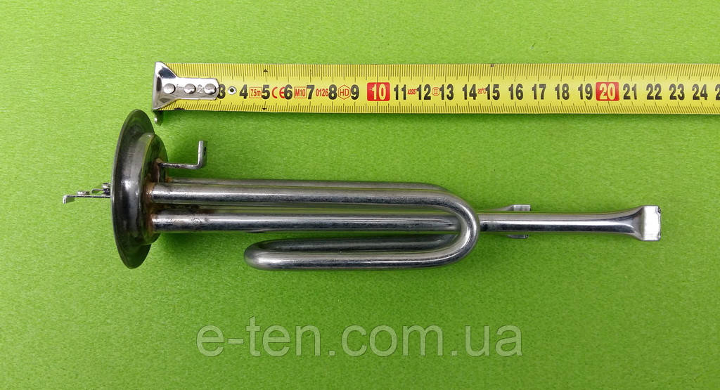 Тен гнутий (нержавійка) 1000W / на фланці Ø63мм / "2 трубки під термостати" до бойлерів AMINA (Туреччина), фото 1