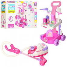 Прибирання ігровий набір Візок на колесах, пилосос на батар, звуки, щітка, швабра, звук A5938
