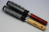 Расчёска для волос термо, круглая с деревянной ручкой 9812CW