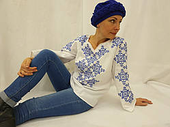 Українська вишиванка з довгим рукавом Блузка жіноча ошатна "Кружева"