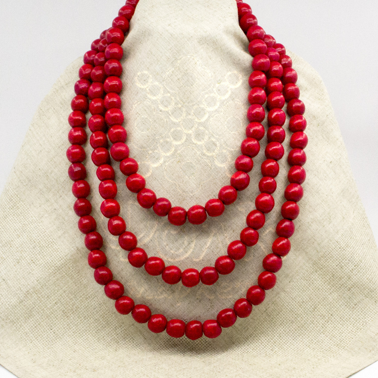 Дерев'яні намисто червоні 17.01.001, фото 1