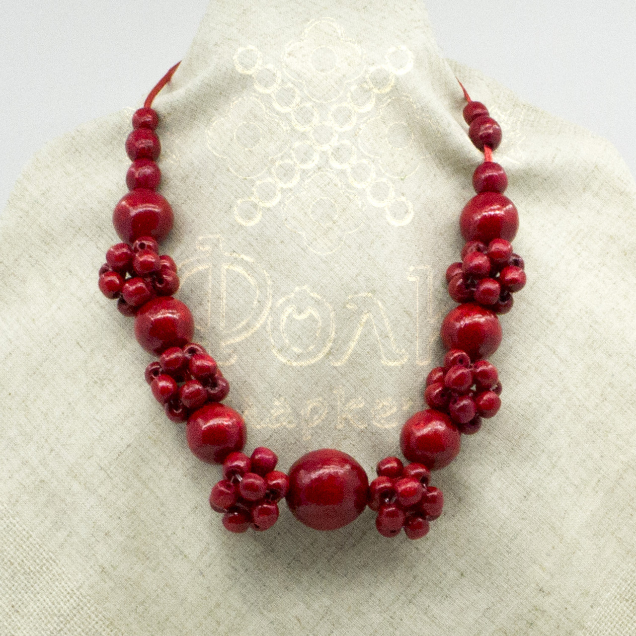 Намисто з дерева червоне 18.01.011, фото 1