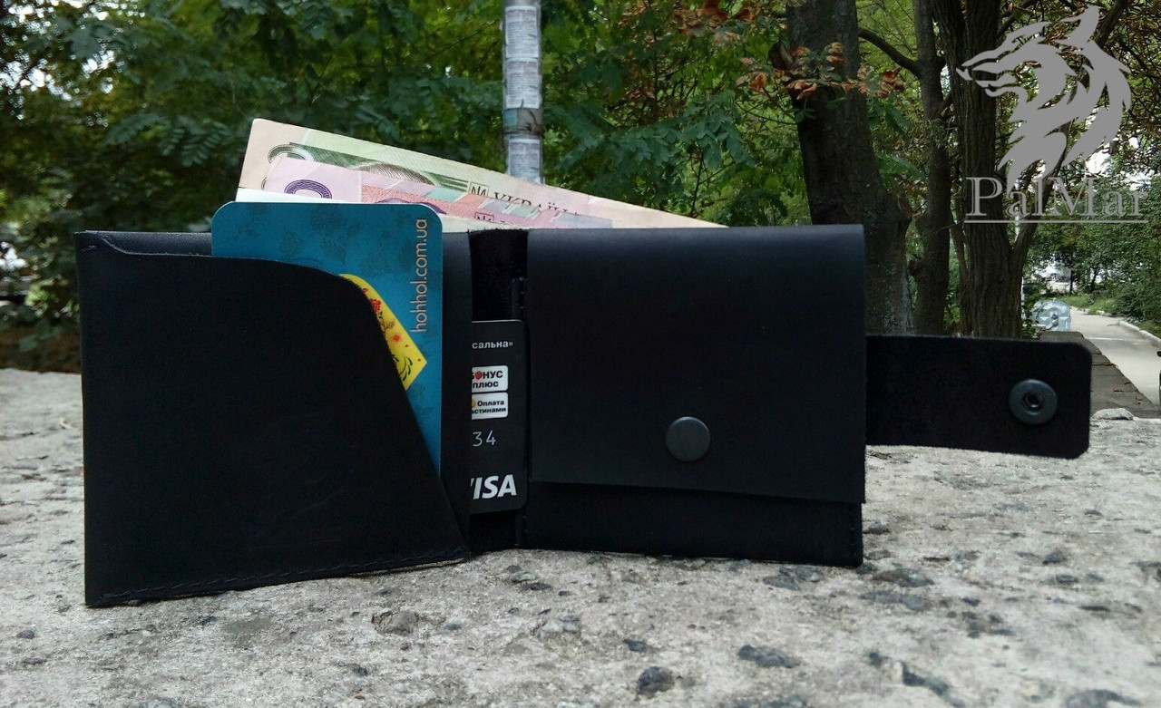 Шкіряний гаманець "Саѕе3", шкіряний гаманець ручної роботи, натуральна шкіра, на кнопці