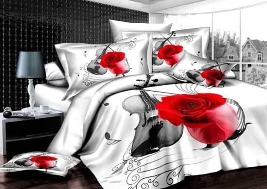 Комплект постільної білизни ARYA сатин Violin полуторний, білий