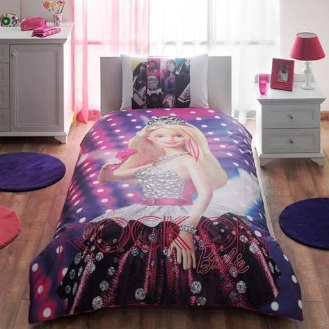 Комплект постільної білизни TAC DISNEY, BARBIE ROCK N ROYAL полуторний, фото 2