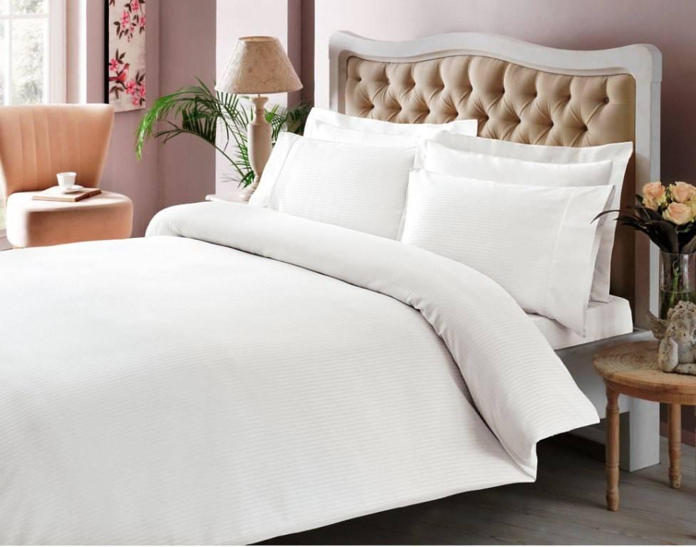 Постільна білизна TAC Premium Basic Stripe beyaz двоспальний — євро