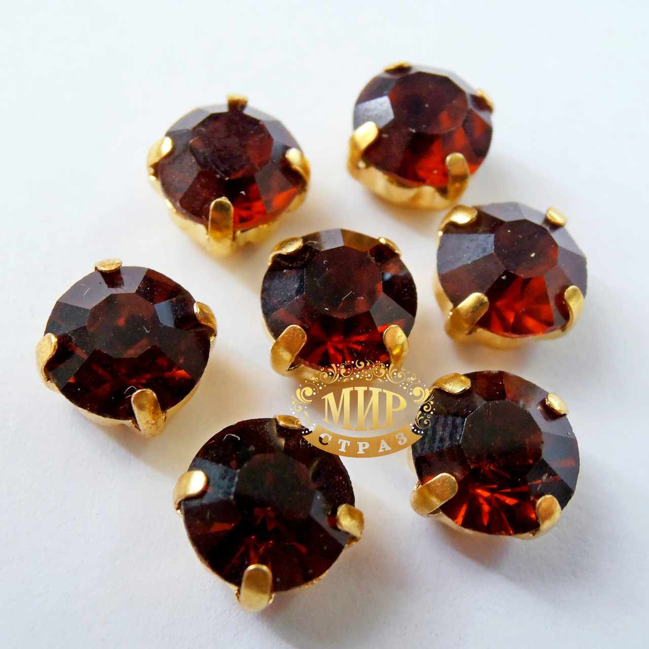 Стрази круглі в золотих цапах Розмір 6 мм Колір Cooper