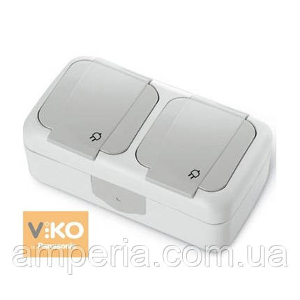Розетка із заземленням 2-шарова ViKO Palmiye 90555488, фото 1