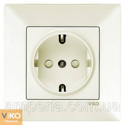 Розетка із заземленням зі шторками кремова Meridian 90970243-WH, фото 1